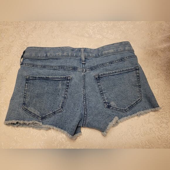 Express Rose Embroidered Denim Shorts Size 0 Low Rise Shortie Summer Style - Picture 2 of 8